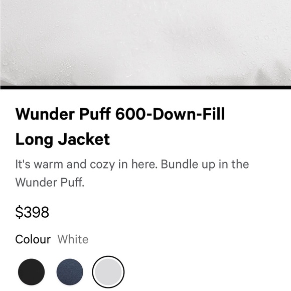 Lululemon wonder puff 600 down-dill long jacket white 2 nwt - Picture 16 of 16